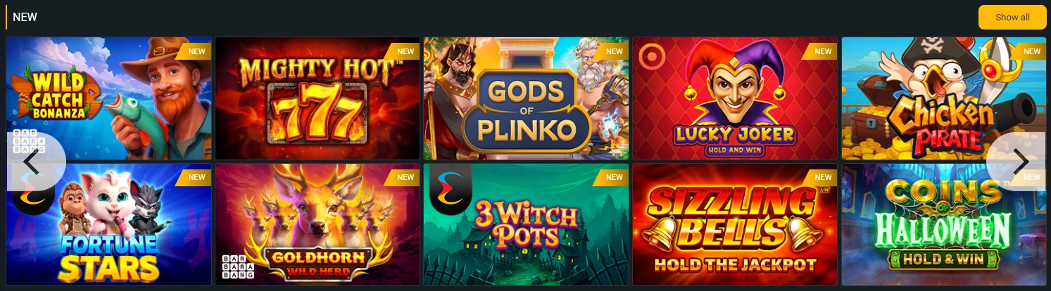 BetAndYou grade diversificado de jogos de caça-níqueis online.